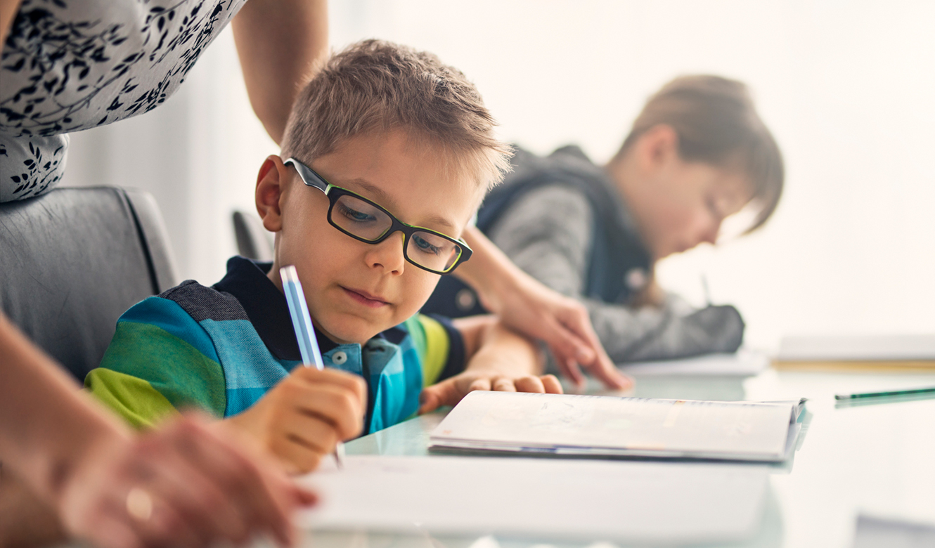 Student doing school work
